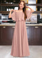 Erin A-Line Off-the-Shoulder Floor-Length Chiffon Junior Bridesmaid Dress With Ruffle DKP0013459