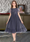 Keyla A-Line Scoop Neck Knee-Length Chiffon Lace Junior Bridesmaid Dress With Cascading Ruffles DKP0013462