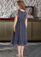 Keyla A-Line Scoop Neck Knee-Length Chiffon Lace Junior Bridesmaid Dress With Cascading Ruffles DKP0013462