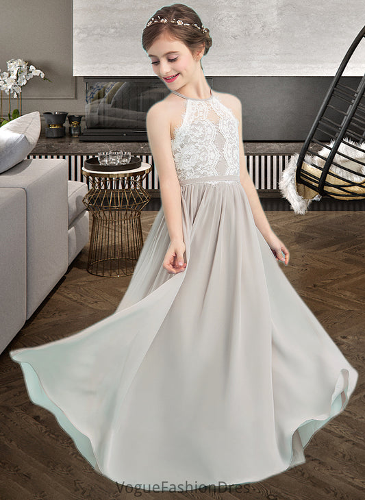 Jill A-Line Scoop Neck Floor-Length Chiffon Junior Bridesmaid Dress DKP0013463