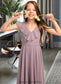 Karli A-Line V-neck Floor-Length Chiffon Junior Bridesmaid Dress With Cascading Ruffles DKP0013464