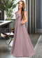 Karli A-Line V-neck Floor-Length Chiffon Junior Bridesmaid Dress With Cascading Ruffles DKP0013464