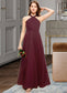 Meghan A-Line V-neck Floor-Length Chiffon Junior Bridesmaid Dress With Ruffle DKP0013468