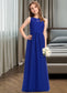 Katrina A-Line Scoop Neck Floor-Length Chiffon Lace Junior Bridesmaid Dress DKP0013469