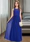 Katrina A-Line Scoop Neck Floor-Length Chiffon Lace Junior Bridesmaid Dress DKP0013469