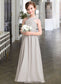 Olympia A-Line V-neck Floor-Length Chiffon Junior Bridesmaid Dress With Ruffle Bow(s) DKP0013491