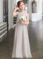 Olympia A-Line V-neck Floor-Length Chiffon Junior Bridesmaid Dress With Ruffle Bow(s) DKP0013491