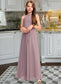 Evangeline A-Line Scoop Neck Floor-Length Chiffon Junior Bridesmaid Dress With Cascading Ruffles DKP0013492