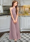 Evangeline A-Line Scoop Neck Floor-Length Chiffon Junior Bridesmaid Dress With Cascading Ruffles DKP0013492