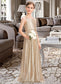 Jaslene A-Line Scoop Neck Floor-Length Sequined Junior Bridesmaid Dress DKP0013495