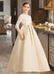 Mckenna Ball-Gown/Princess Scoop Neck Floor-Length Satin Lace Junior Bridesmaid Dress DKP0013498