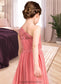 Jeanie A-Line One-Shoulder Floor-Length Chiffon Lace Junior Bridesmaid Dress DKP0013500