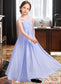 Megan A-Line V-neck Floor-Length Chiffon Junior Bridesmaid Dress With Ruffle DKP0013501