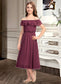 Judith A-Line Off-the-Shoulder Tea-Length Chiffon Lace Junior Bridesmaid Dress DKP0013505