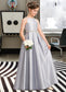 Jaylyn A-Line Scoop Neck Floor-Length Taffeta Junior Bridesmaid Dress With Beading Bow(s) DKP0013506