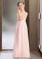 Hazel A-Line Scoop Neck Floor-Length Chiffon Junior Bridesmaid Dress With Beading Sequins DKP0013507