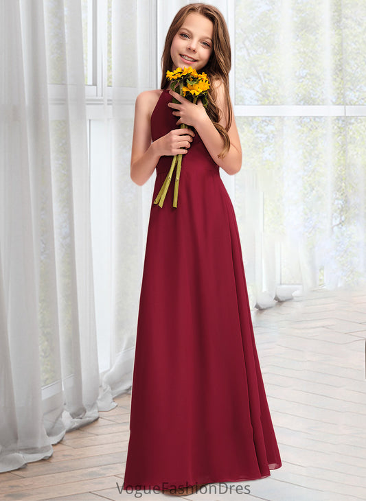 Rayne A-Line Scoop Neck Floor-Length Chiffon Junior Bridesmaid Dress DKP0013519