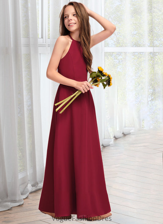 Rayne A-Line Scoop Neck Floor-Length Chiffon Junior Bridesmaid Dress DKP0013519