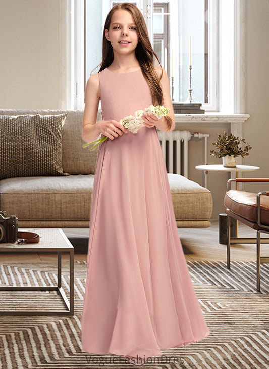 Mariana A-Line Scoop Neck Floor-Length Chiffon Junior Bridesmaid Dress With Bow(s) DKP0013520