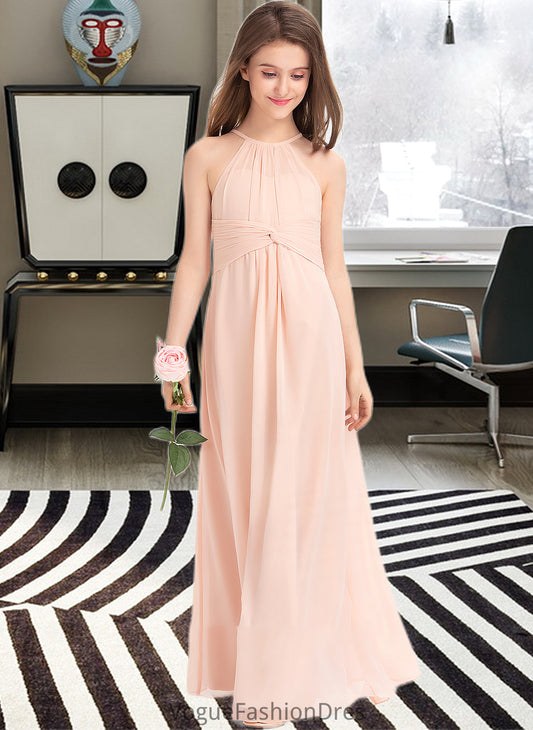 Giuliana A-Line Scoop Neck Floor-Length Chiffon Junior Bridesmaid Dress With Ruffle DKP0013528