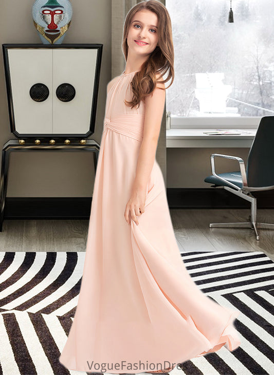 Giuliana A-Line Scoop Neck Floor-Length Chiffon Junior Bridesmaid Dress With Ruffle DKP0013528