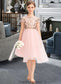 Kamari A-Line Scoop Neck Asymmetrical Tulle Junior Bridesmaid Dress With Sequins DKP0013531