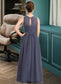 Haleigh A-Line Scoop Neck Floor-Length Chiffon Junior Bridesmaid Dress With Ruffle DKP0013533