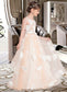 Patti Ball-Gown/Princess Scoop Neck Floor-Length Tulle Junior Bridesmaid Dress With Flower(s) Bow(s) DKP0013534