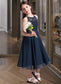 Stacy A-Line Scoop Neck Tea-Length Chiffon Lace Junior Bridesmaid Dress With Ruffle DKP0013536