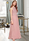 Selina A-Line Scoop Neck Floor-Length Chiffon Lace Junior Bridesmaid Dress DKP0013549