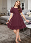 Hope A-Line Scoop Neck Knee-Length Chiffon Junior Bridesmaid Dress With Bow(s) Cascading Ruffles DKP0013550