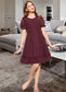 Hope A-Line Scoop Neck Knee-Length Chiffon Junior Bridesmaid Dress With Bow(s) Cascading Ruffles DKP0013550