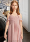 Ayana A-Line Off-the-Shoulder Floor-Length Chiffon Junior Bridesmaid Dress With Cascading Ruffles DKP0013553