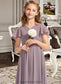 Kamryn A-Line V-neck Floor-Length Chiffon Junior Bridesmaid Dress With Ruffle DKP0013554