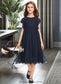 Malia A-Line Scoop Neck Knee-Length Chiffon Junior Bridesmaid Dress With Beading DKP0013556