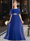 Elise A-Line Scoop Neck Floor-Length Chiffon Junior Bridesmaid Dress With Ruffle Beading DKP0013560