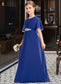 Elise A-Line Scoop Neck Floor-Length Chiffon Junior Bridesmaid Dress With Ruffle Beading DKP0013560