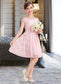 Justine A-Line Scoop Neck Knee-Length Lace Junior Bridesmaid Dress With Sash Bow(s) DKP0013563