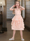 Meg A-Line Scoop Neck Knee-Length Chiffon Junior Bridesmaid Dress With Beading Sequins Cascading Ruffles DKP0013565