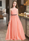 Natalya A-Line One-Shoulder Floor-Length Chiffon Junior Bridesmaid Dress With Ruffle Bow(s) DKP0013570