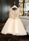 Riya A-Line Scoop Neck Knee-Length Tulle Junior Bridesmaid Dress With Sash DKP0013617