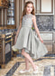 Cara A-Line Scoop Neck Asymmetrical Satin Junior Bridesmaid Dress DKP0013618