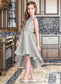 Cara A-Line Scoop Neck Asymmetrical Satin Junior Bridesmaid Dress DKP0013618