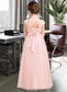 Jaiden A-Line Scoop Neck Floor-Length Tulle Lace Junior Bridesmaid Dress With Bow(s) DKP0013619