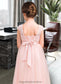 Jaiden A-Line Scoop Neck Floor-Length Tulle Lace Junior Bridesmaid Dress With Bow(s) DKP0013619