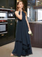 Jaslene A-Line Scoop Neck Floor-Length Chiffon Junior Bridesmaid Dress With Cascading Ruffles DKP0013622