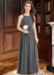 Elva A-Line Scoop Neck Floor-Length Chiffon Junior Bridesmaid Dress With Ruffle Lace DKP0013625