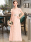 Brianna A-Line Scoop Neck Floor-Length Lace Junior Bridesmaid Dress With Beading Bow(s) Cascading Ruffles DKP0013627