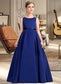 Precious Ball-Gown/Princess Scoop Neck Sweep Train Satin Junior Bridesmaid Dress With Bow(s) DKP0013628