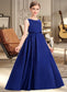 Precious Ball-Gown/Princess Scoop Neck Sweep Train Satin Junior Bridesmaid Dress With Bow(s) DKP0013628